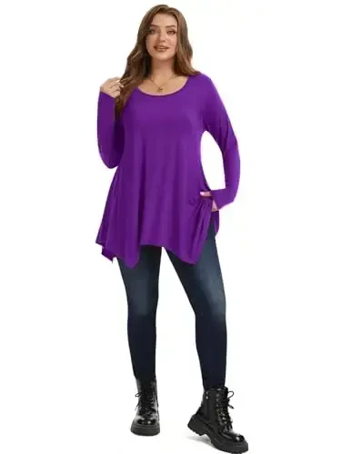 LARACE Womens Long Sleeve Flattering Comfy Tunic Loose Fit Flowy Top - 4