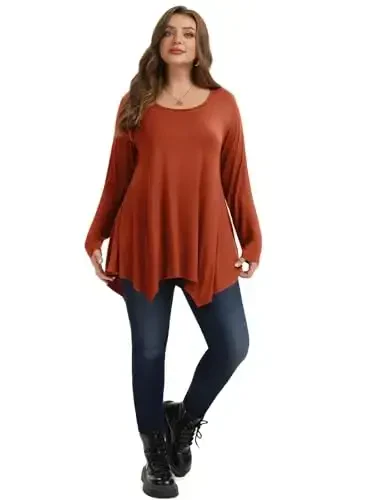 LARACE Womens Long Sleeve Flattering Comfy Tunic Loose Fit Flowy Top - 5
