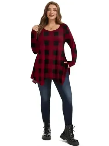 LARACE Womens Long Sleeve Flattering Comfy Tunic Loose Fit Flowy Top - 4