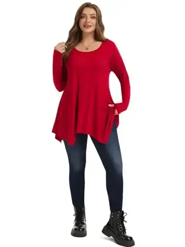 LARACE Womens Long Sleeve Flattering Comfy Tunic Loose Fit Flowy Top - 4