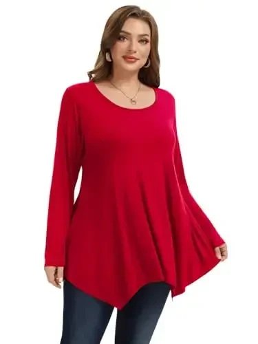 LARACE Womens Long Sleeve Flattering Comfy Tunic Loose Fit Flowy Top - MODAZONE