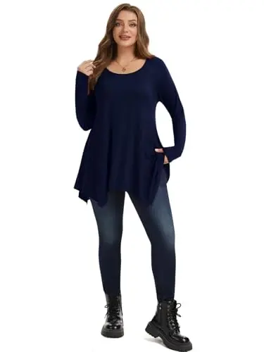 LARACE Womens Long Sleeve Flattering Comfy Tunic Loose Fit Flowy Top - 4