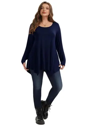 LARACE Womens Long Sleeve Flattering Comfy Tunic Loose Fit Flowy Top - 5