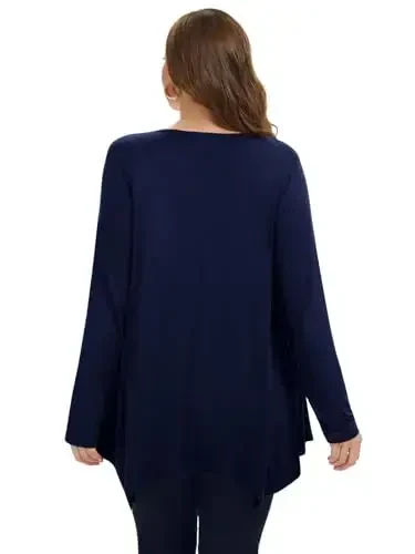 LARACE Womens Long Sleeve Flattering Comfy Tunic Loose Fit Flowy Top - 2
