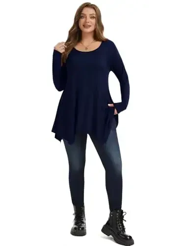 LARACE Womens Long Sleeve Flattering Comfy Tunic Loose Fit Flowy Top - 4