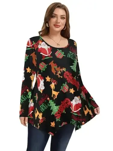 LARACE Womens Long Sleeve Flattering Comfy Tunic Loose Fit Flowy Top 