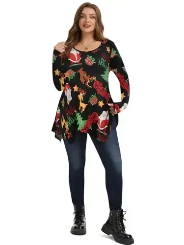 LARACE Womens Long Sleeve Flattering Comfy Tunic Loose Fit Flowy Top - 4