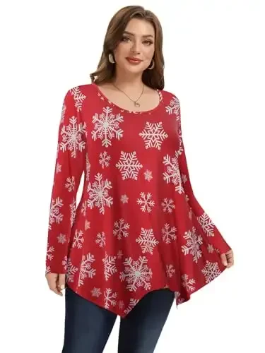 LARACE Womens Long Sleeve Flattering Comfy Tunic Loose Fit Flowy Top 
