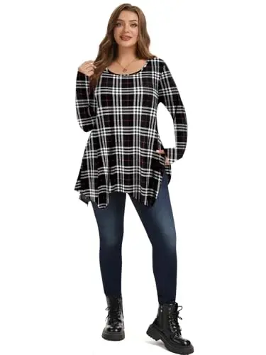 LARACE Womens Long Sleeve Flattering Comfy Tunic Loose Fit Flowy Top - 4