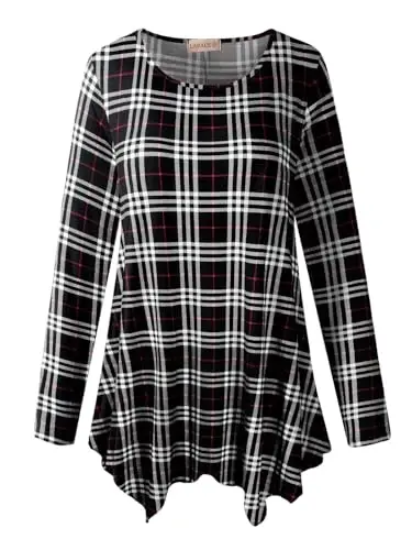 LARACE Womens Long Sleeve Flattering Comfy Tunic Loose Fit Flowy Top - 6