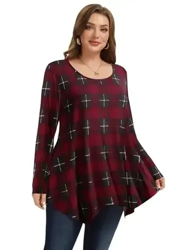 LARACE Womens Long Sleeve Flattering Comfy Tunic Loose Fit Flowy Top - MODAZONE