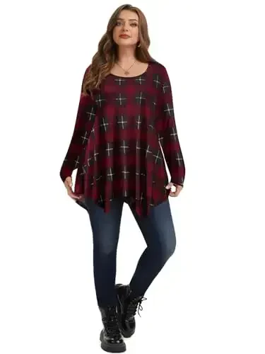 LARACE Womens Long Sleeve Flattering Comfy Tunic Loose Fit Flowy Top - 5