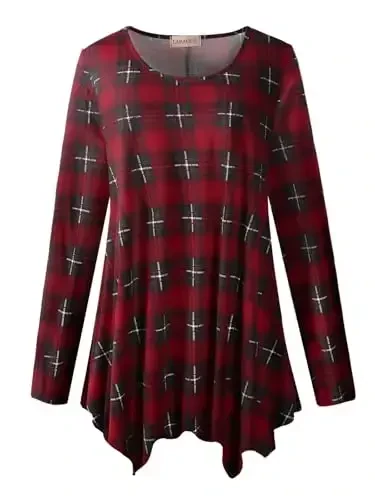 LARACE Womens Long Sleeve Flattering Comfy Tunic Loose Fit Flowy Top - 6
