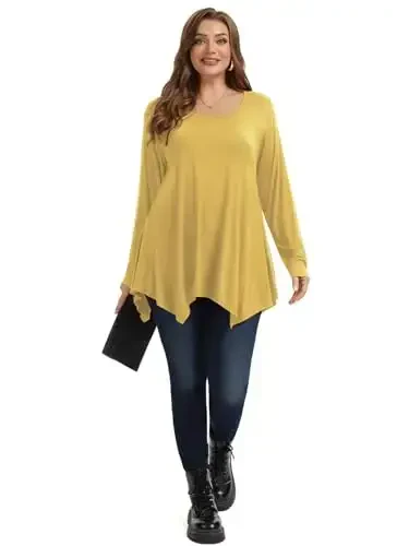 LARACE Womens Long Sleeve Flattering Comfy Tunic Loose Fit Flowy Top - 3