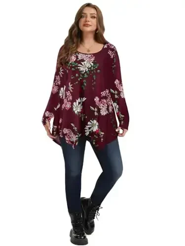 LARACE Womens Long Sleeve Flattering Comfy Tunic Loose Fit Flowy Top - 5