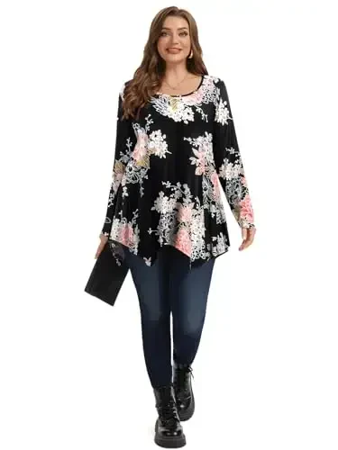 LARACE Womens Long Sleeve Flattering Comfy Tunic Loose Fit Flowy Top - 3