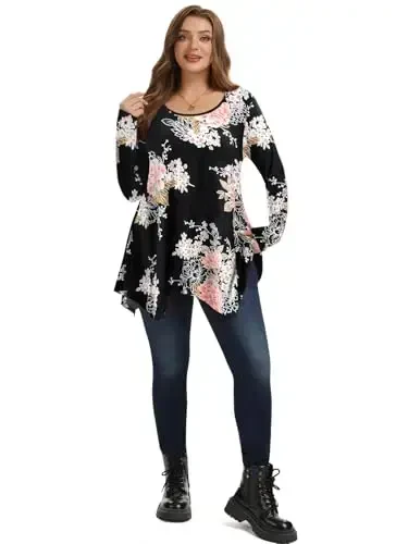 LARACE Womens Long Sleeve Flattering Comfy Tunic Loose Fit Flowy Top - 4