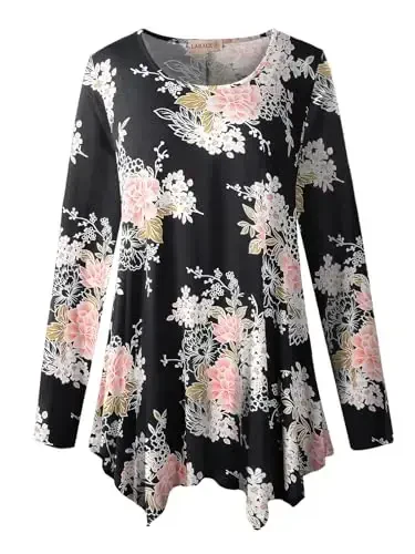 LARACE Womens Long Sleeve Flattering Comfy Tunic Loose Fit Flowy Top - 6