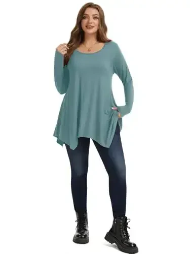 LARACE Womens Long Sleeve Flattering Comfy Tunic Loose Fit Flowy Top - 4