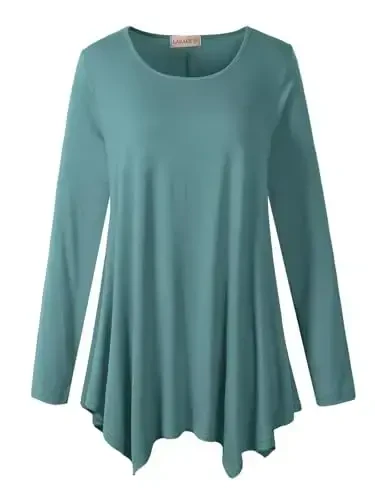 LARACE Womens Long Sleeve Flattering Comfy Tunic Loose Fit Flowy Top - 6