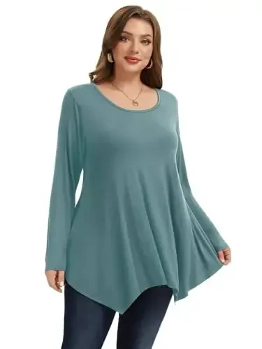 LARACE Womens Long Sleeve Flattering Comfy Tunic Loose Fit Flowy Top - MODAZONE