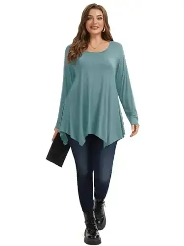 LARACE Womens Long Sleeve Flattering Comfy Tunic Loose Fit Flowy Top - 3