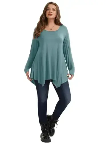LARACE Womens Long Sleeve Flattering Comfy Tunic Loose Fit Flowy Top - 5