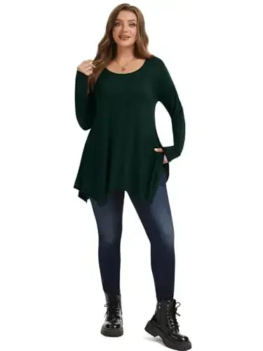 LARACE Womens Long Sleeve Flattering Comfy Tunic Loose Fit Flowy Top - 4