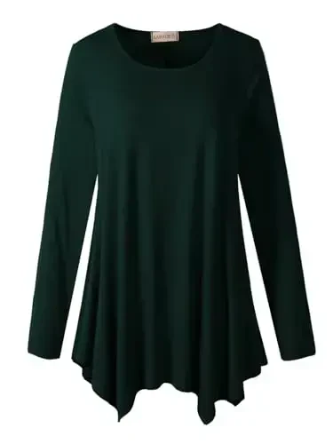 LARACE Womens Long Sleeve Flattering Comfy Tunic Loose Fit Flowy Top - 6