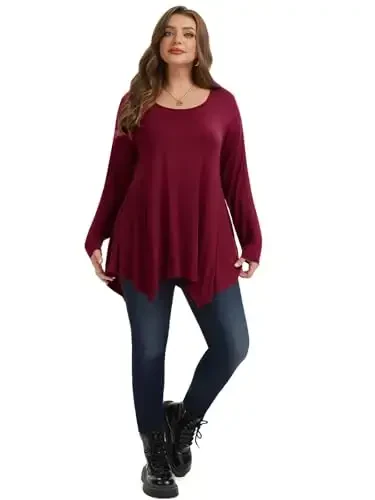 LARACE Womens Long Sleeve Flattering Comfy Tunic Loose Fit Flowy Top - 5