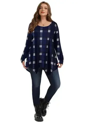 LARACE Womens Long Sleeve Flattering Comfy Tunic Loose Fit Flowy Top - 5