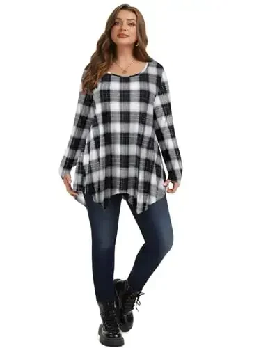 LARACE Womens Long Sleeve Flattering Comfy Tunic Loose Fit Flowy Top - 5