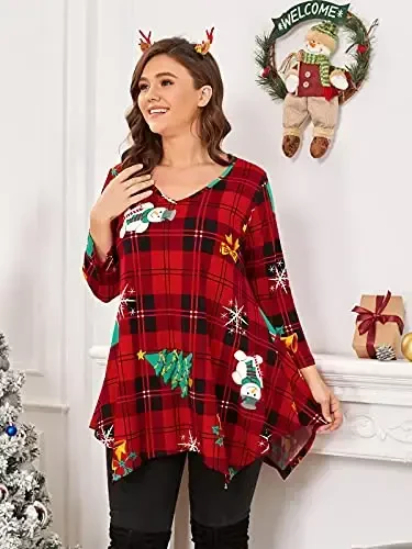 LARACE Plus Size Tops for Women Tunic Asymmetrical Dress Shirts 3/4 Sleeve V Neck Flowy Ladies Clothes for Leggings - 3