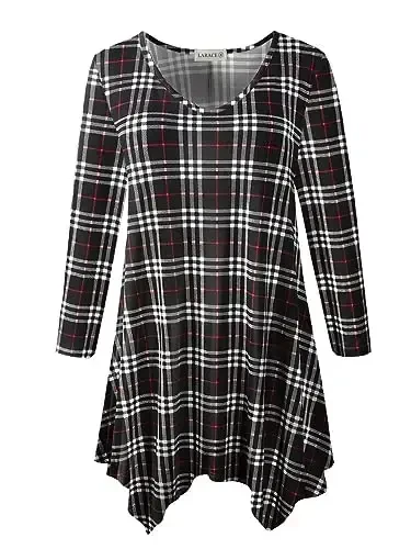 LARACE Plus Size Tops for Women Tunic Asymmetrical Dress Shirts 3/4 Sleeve V Neck Flowy Ladies Clothes for Leggings 