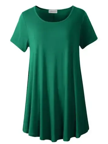 LARACE Plus Size Tops for Women Short Sleeve Shirts Casual Summer Clothes Round Neck Tunics for Leggings 
