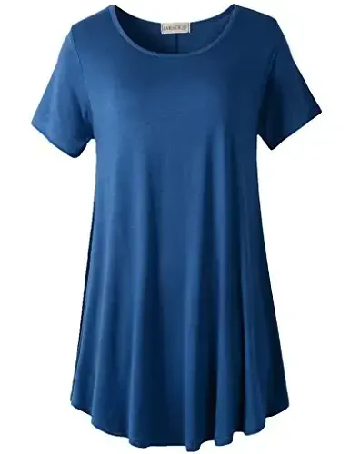 LARACE Plus Size Tops for Women Short Sleeve Shirts Casual Summer Clothes Round Neck Tunics for Leggings - MODAZONE