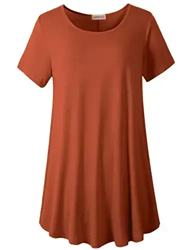 LARACE Plus Size Tops for Women Short Sleeve Shirts Casual Summer Clothes Round Neck Tunics for Leggings 