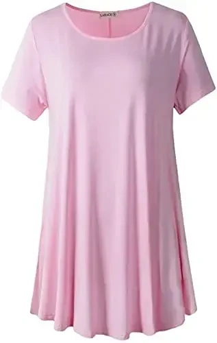 LARACE Plus Size Tops for Women Short Sleeve Shirts Casual Summer Clothes Round Neck Tunics for Leggings 