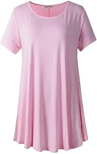 LARACE Plus Size Tops for Women Short Sleeve Shirts Casual Summer Clothes Round Neck Tunics for Leggings - 1