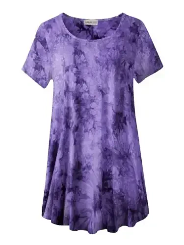 LARACE Plus Size Tops for Women Short Sleeve Shirts Casual Summer Clothes Round Neck Tunics for Leggings 