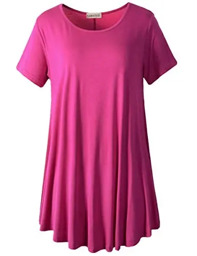 LARACE Plus Size Tops for Women Short Sleeve Shirts Casual Summer Clothes Round Neck Tunics for Leggings - 1