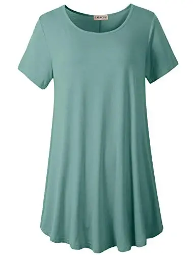 LARACE Plus Size Tops for Women Short Sleeve Shirts Casual Summer Clothes Round Neck Tunics for Leggings - 1