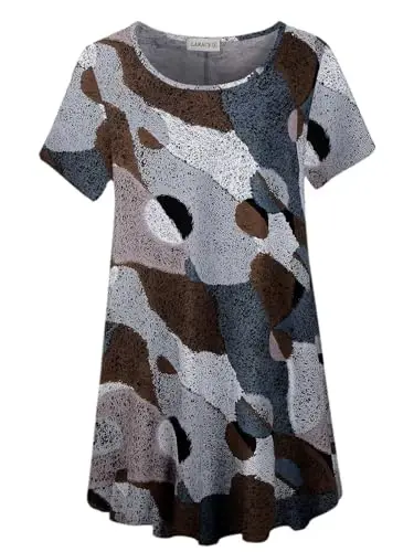LARACE Plus Size Tops for Women Short Sleeve Shirts Casual Summer Clothes Round Neck Tunics for Leggings - MODAZONE