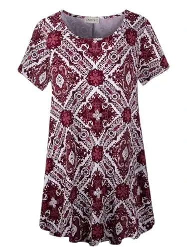 LARACE Plus Size Tops for Women Short Sleeve Shirts Casual Summer Clothes Round Neck Tunics for Leggings 