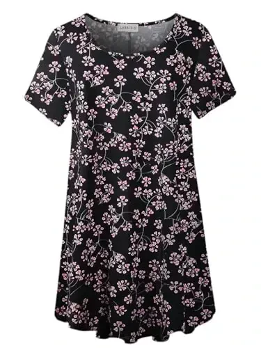LARACE Plus Size Tops for Women Short Sleeve Shirts Casual Summer Clothes Round Neck Tunics for Leggings - MODAZONE