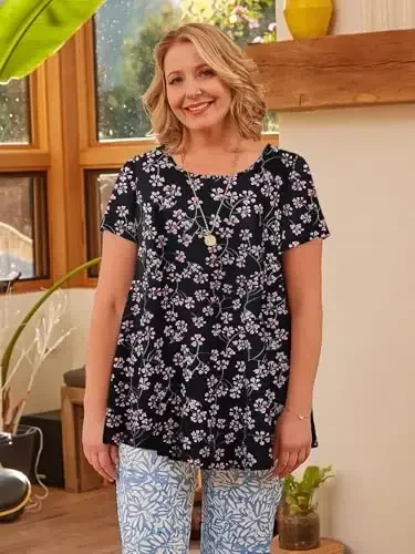 LARACE Plus Size Tops for Women Short Sleeve Shirts Casual Summer Clothes Round Neck Tunics for Leggings - 3