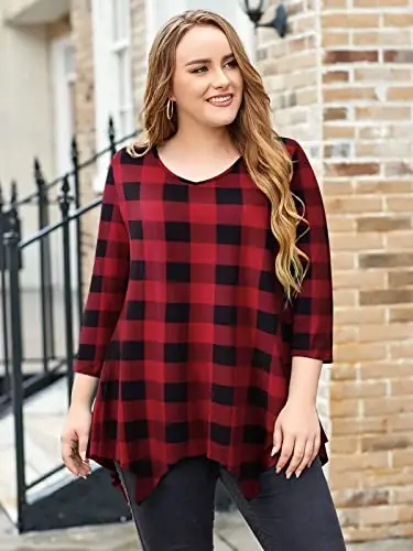 LARACE Plus Size Tops for Women Tunic Asymmetrical Dress Shirts 3/4 Sleeve V Neck Flowy Ladies Clothes for Leggings - 4