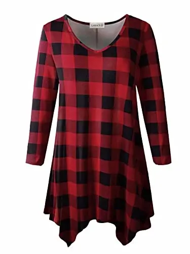 LARACE Plus Size Tops for Women Tunic Asymmetrical Dress Shirts 3/4 Sleeve V Neck Flowy Ladies Clothes for Leggings 