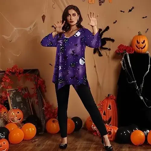 LARACE Plus Size Tops for Women Tunic Asymmetrical Dress Shirts 3/4 Sleeve V Neck Flowy Ladies Clothes for Leggings - 2