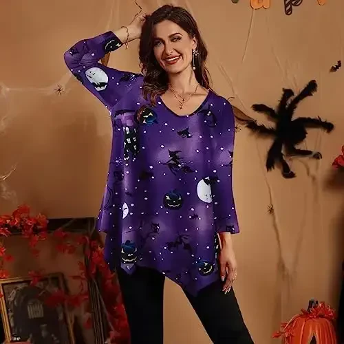 LARACE Plus Size Tops for Women Tunic Asymmetrical Dress Shirts 3/4 Sleeve V Neck Flowy Ladies Clothes for Leggings - 4